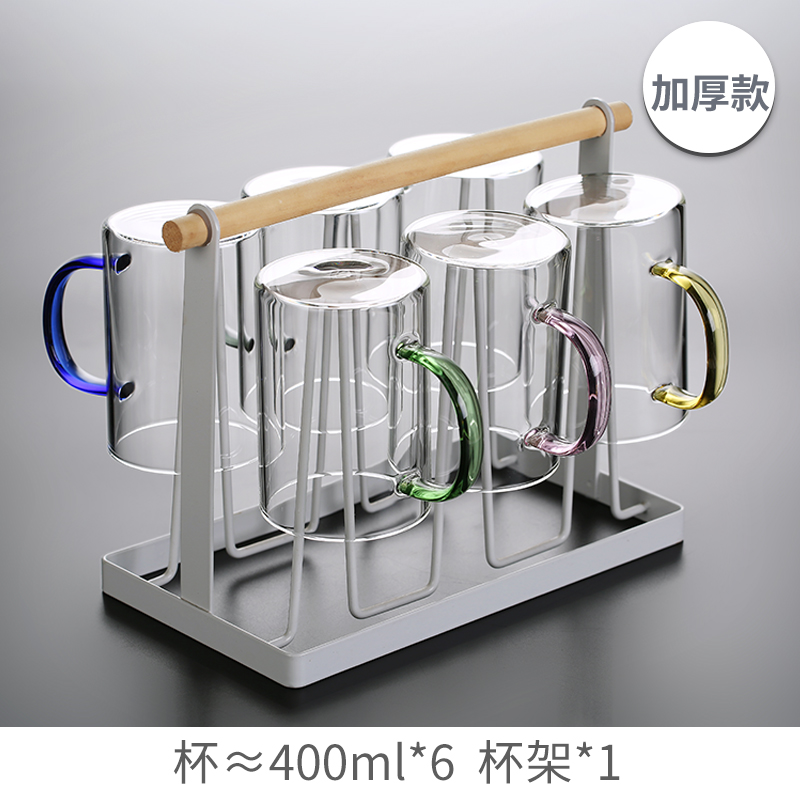 玻璃杯带把耐热简约牛奶杯ins喝水杯家用客厅泡茶杯家庭杯子套装