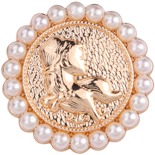 高档金属高脚纽扣蝴蝶结少女人像扣小香毛衣羊羔绒外套装饰扣配件