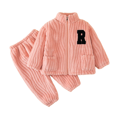 儿童冬季加厚保暖法兰绒睡衣套装