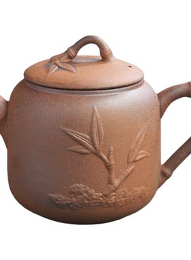 240ML粗陶茶壶中式复古禅意家用单壶泡茶壶大容量陶瓷手持竹节壶