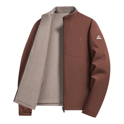 梦特娇春秋季男士立领双面穿夹克