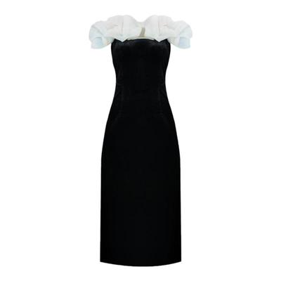 鹿与玫瑰新中式复古一字肩连衣裙气质订婚回门服新娘红色礼服裙子