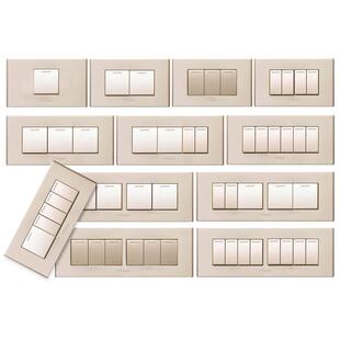 公牛开关插座118型家用面板一二三四五六七八开双控双联香槟金色