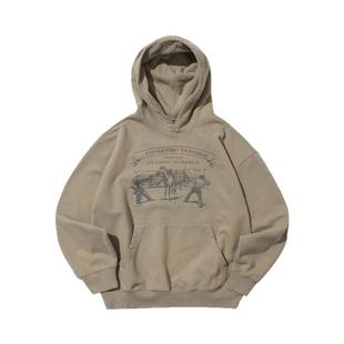 PINSKTBS 春秋日系复古休闲宽松VTG印花重磅户外连帽套头卫衣男