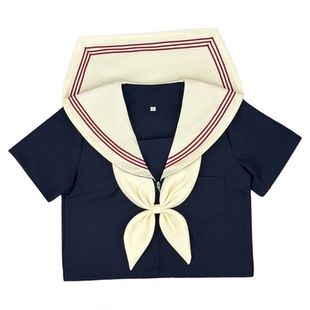 青月社海月琉璃米领三本水手服基础款JK制服日系学院风拉链款校服