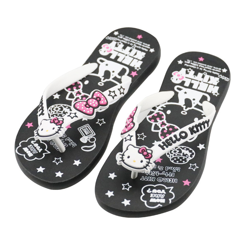 hellokitty人字拖女夏凯蒂猫沙滩外穿凉拖简约百搭卡通浴室防滑拖