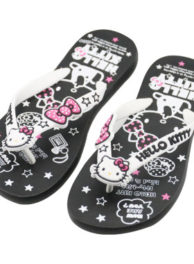 hellokitty人字拖女夏凯蒂猫沙滩外穿凉拖简约百搭卡通浴室防滑拖