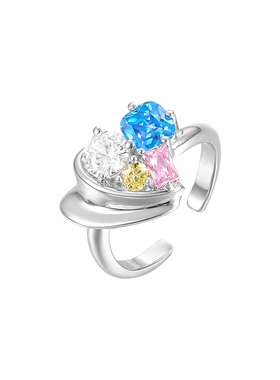 mfow彩色锆石爱心戒指女