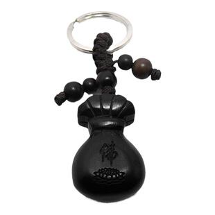 黑桃木钱袋子钥匙扣莲花佛袋汽车钥匙挂件黄金袋随身饰品创意礼品