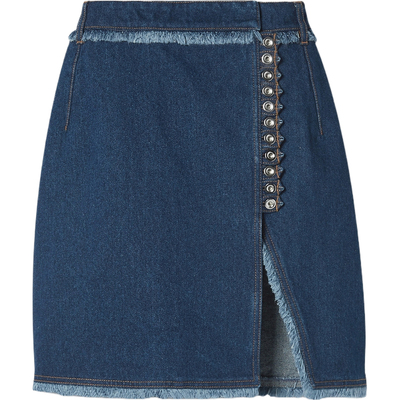 【折扣】Paco  Rabanne 夏女毛边围裹式牛仔半身裙