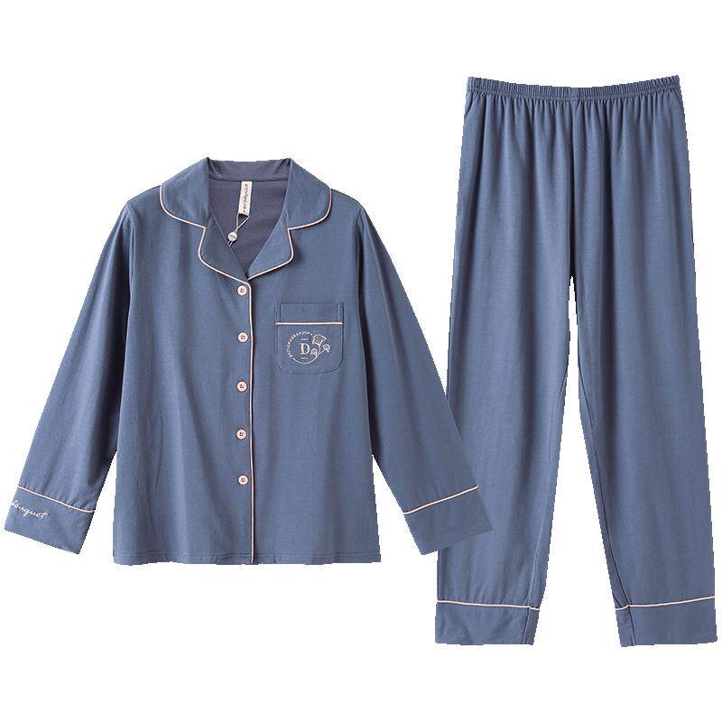 芬腾春秋季女款睡衣早秋纯棉女士长袖秋款家居服秋冬全棉大码套装