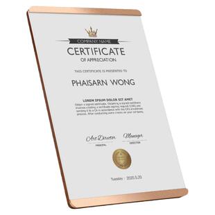 a4荣誉证书框装裱实木奖牌亚克力相框摆台木质授权书奖状展示框架