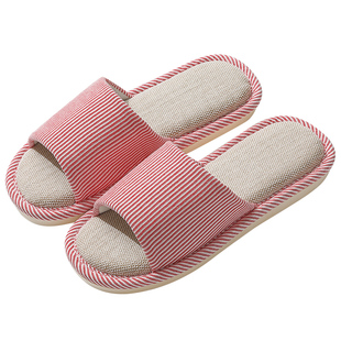 吸汗透气亚麻拖鞋女款春秋室内家居静音防滑四季家用棉麻布拖鞋男