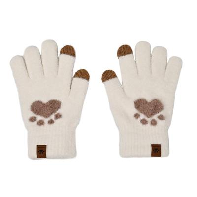 可触屏手套女冬季可爱小熊手套