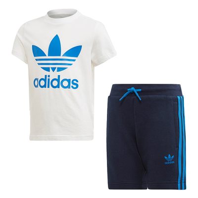 Adidas/阿迪达斯正品 新款三叶草小童短袖短裤运动套装EJ9377