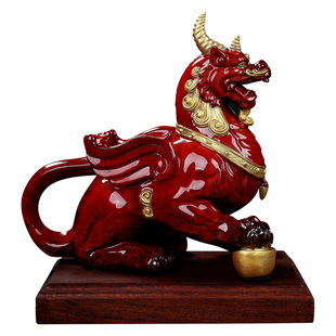 东方泥土 陶瓷貔貅招财摆件 家居客厅旺财皮休装饰工艺乔迁礼品