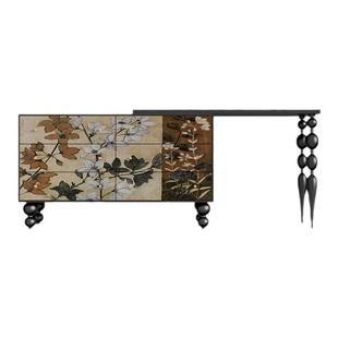 法式中古风实木六斗柜梳妆台搭台收纳柜卧室储物柜客厅靠墙置物柜