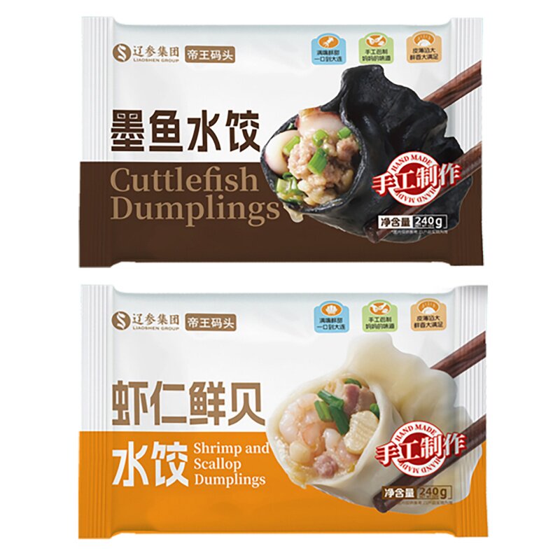 帝王码头虾仁鲜贝水饺速冻墨鱼水水饺/煎饺/虾饺