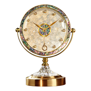 2025新款轻奢摆台座钟客厅贝壳高级感台式家用桌面装饰摆件时钟表