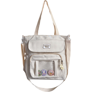 大容量通勤托特包日系ins学生上课帆布包学院少女清新小众斜挎包