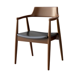 北欧实木广岛椅牛角椅客厅餐桌椅简约办公扶手靠背椅会议室洽谈椅