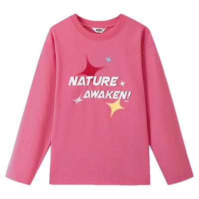 安奈儿童装男女童长袖T恤2025新款纯棉运动印花休闲时尚打底衫