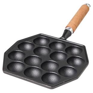 章鱼小丸子机铸铁家用无涂层不粘煎蛋锅烧鹌鹑蛋模具虾扯烤盘工具