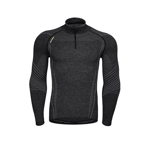 Vest Up【ULTRA无缝显大长袖】半门襟纹理感运动服弹力透气圆领T