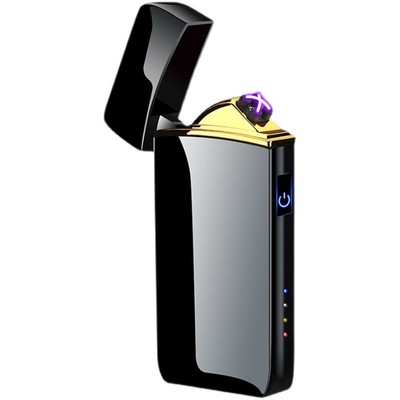 指纹感应双电弧脉冲打火机usb充电创意男士个性定制防风点火器潮