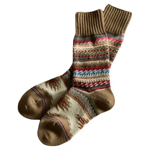 Stochastic“纳瓦霍族”阿美咔叽印第安花纹民族袜红翼复古费尔岛
