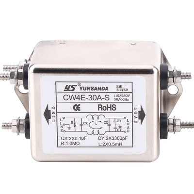 台湾YUNSANDA 单相220v交流EMI 电源滤波器 CW4E-3A6A10A20A30A-S