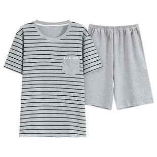 短袖睡衣套装夏季男士韩版薄款家居服春秋大码夏天中年人爸爸休闲