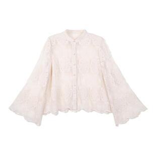JINYU矜羽【熹微】法式优雅风镂空蕾丝上衣女 新中式衬衫女