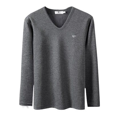 七匹狼V领加绒加厚保暖内衣男士