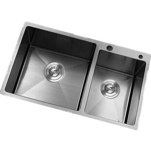 T 域堡4mm加厚304不锈钢手工水槽厨房洗菜盆子母盆大双槽厨房星盆