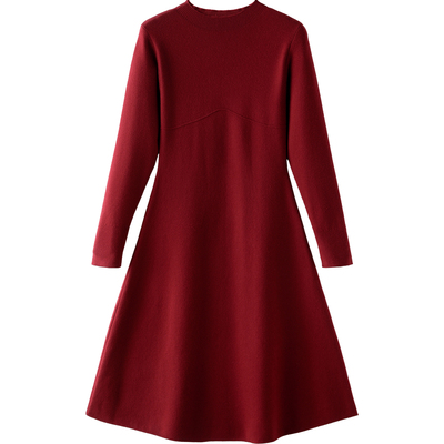 本命年红色连衣裙女新年长款秋冬