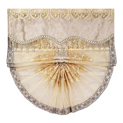 欧式绣花纱帘 扇形卷帘 罗马帘 升降窗帘 米灰 卡其色 餐厅装饰帘