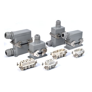 矩形重载连接器4针6芯12孔HSB-006工业防水航空插头插座大电流35A