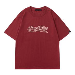 丛林老虎日系字母发泡印花纯棉短袖街头休闲260g重磅宽松男女T恤