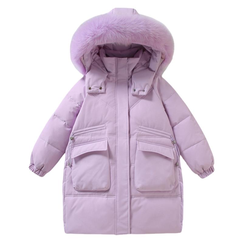 正品巴拉品女童羽绒服中长款女孩洋气新款中大童加厚儿童冬装外套