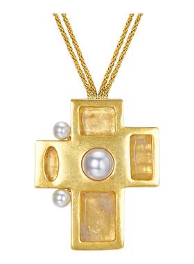 Dare买手店 tokokkino正品珍珠白水晶亚光金项链夸张长链小众原创