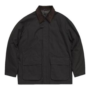 收留原创男士秋冬猎装羽绒服灯芯绒领子多口袋保暖白鸭绒复古外套