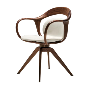 北美黑胡桃木书椅北欧实木电脑椅家用办公椅子圈椅轻奢转椅沙发椅