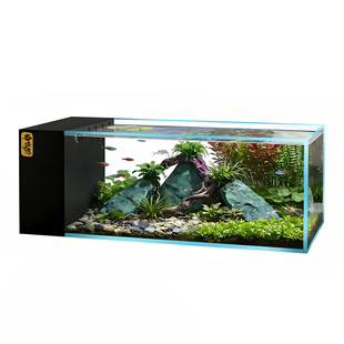 侧滤背滤鱼缸桌面溪流缸干湿分离生态造景循环过滤一体机超白鱼缸