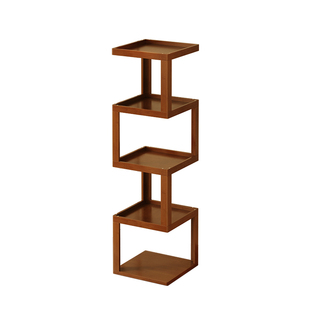 创意旋转书架落地多层收纳架中古风客厅多功能卧室省空间置物架子