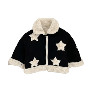 男童冬款羊羔毛棉服套装男宝宝韩版翻领保暖外套婴儿加绒加厚裤子