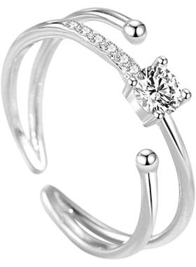 纯银戒指可调节送闺蜜女友礼物