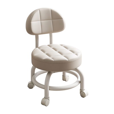 万向轮小凳子客厅圆凳软包板凳带滑轮矮凳家用换鞋凳儿童靠背椅子