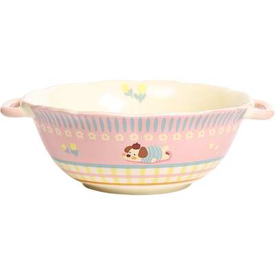 鹿谷川釉下彩沙拉碗可洗碗机