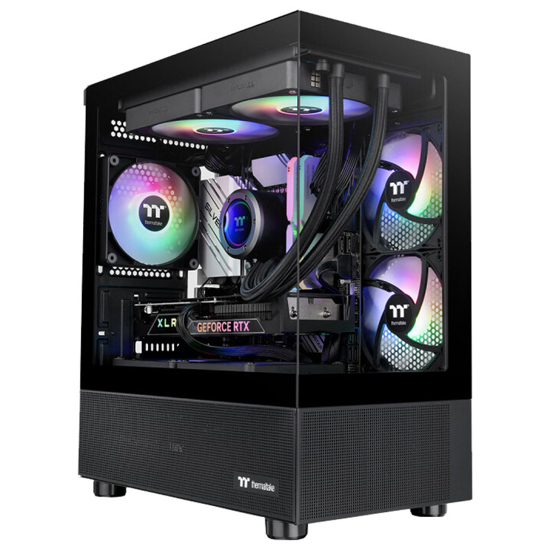TT钢影透S240白色海景房机箱240水冷Matx台式机电脑水冷游戏机箱